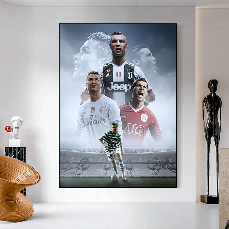 Modernios futbolo žvaigždė Ronaldo portretas futbolo žaidėjas foto drobė menas spausdinti ant sienos kambarį, namų projektavimas