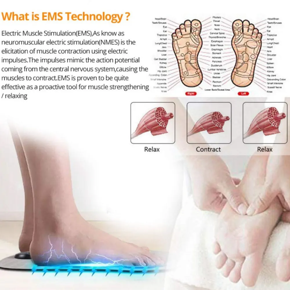 Elektros EMS Foot Massager Trinkelėmis Kojų Raumenų Stimuliatorius Kilimėlis Pėdų Masažas gerina Kraujotaką, Sumažinti Skausmas Skausmas Sveikatos Priežiūros
