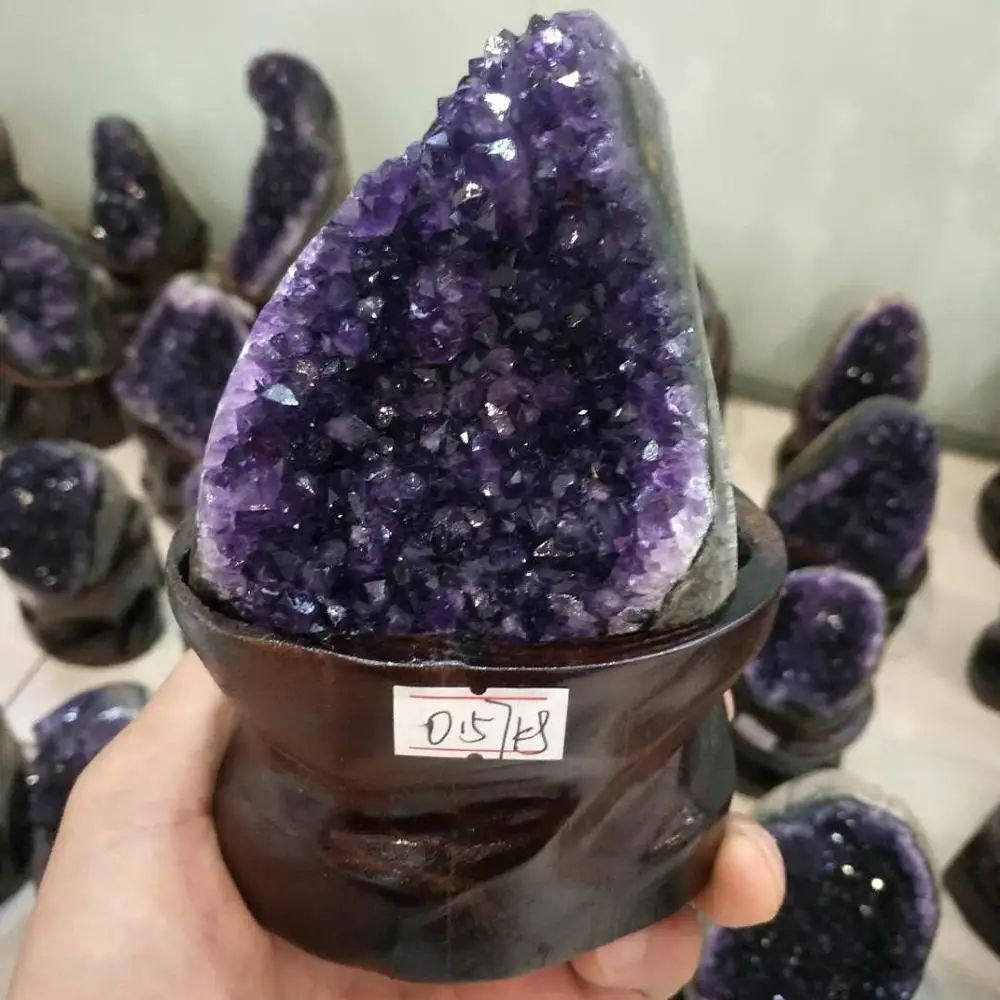 0.57 kg Gamtinių Urugvajus Violetinis Ametistas Skylę Kvarco Kristalo+stovas