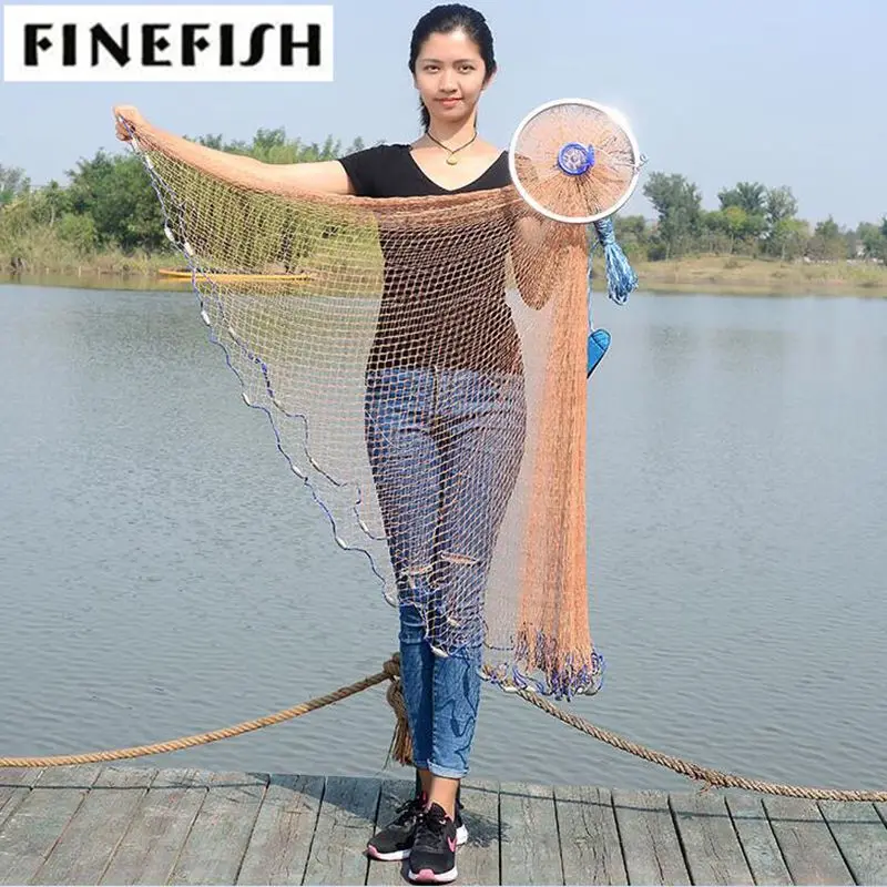Finefish Mesti Ju 2.4-4.2 M Su Spurga Ar Be Spurga JAV Spąstus Sugauti Žvejybos tinklus Su Žiedą, Mažų Akių Ranka Mesti Tinklo