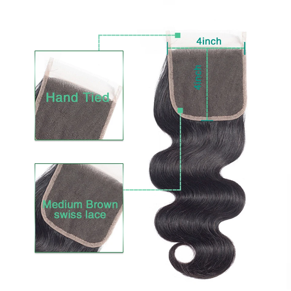 Liddy Ryšulius Su Uždarymo Brazilijos Kūno Bangos Plaukai 3 Ryšulius Su Uždarymo Žmogaus Plaukų Natūrali Spalva Ne remy Hair Extension