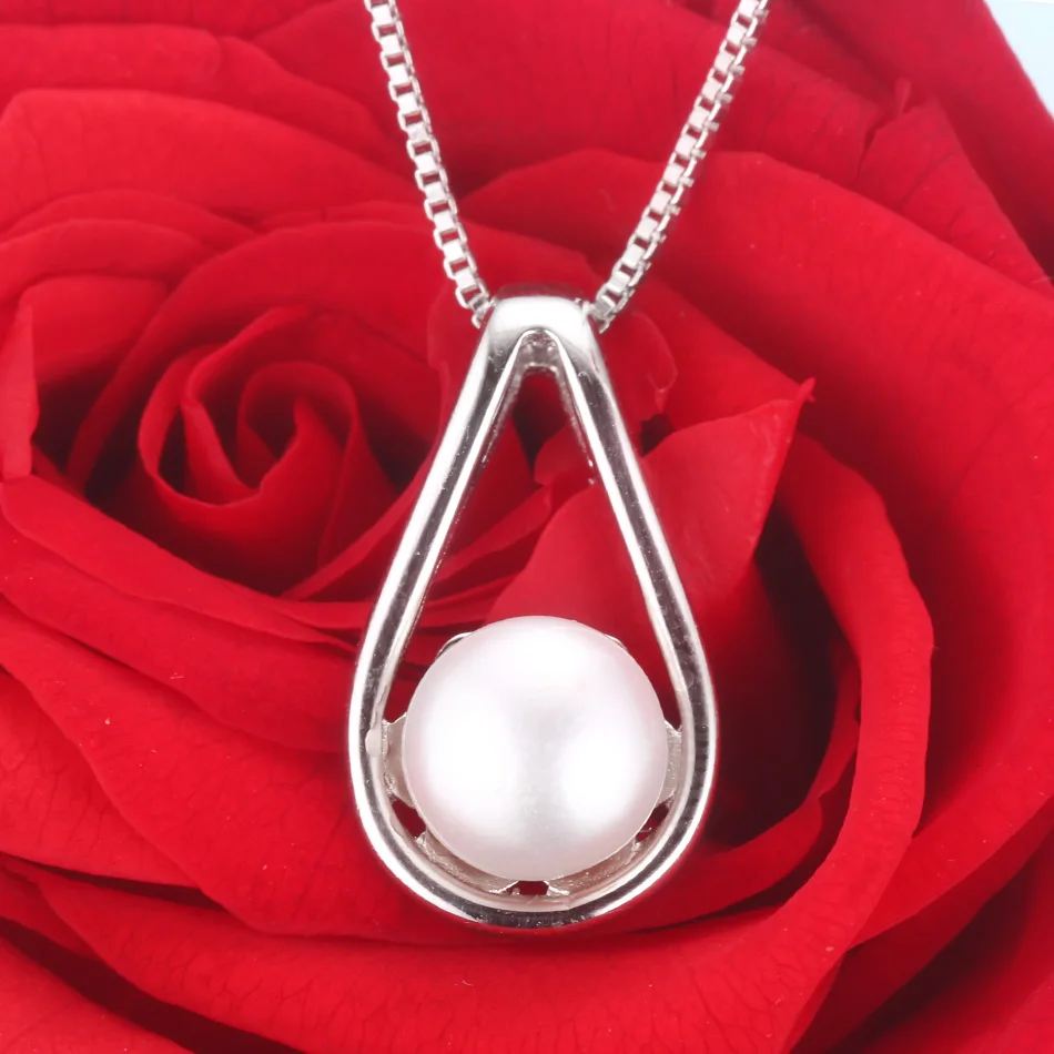 925sterling sidabro karoliai pakabukas moterims, originali realių AAAA aukštos kokybės Natūralių gėlavandenių perlų pakabukas jewelry8-9mm