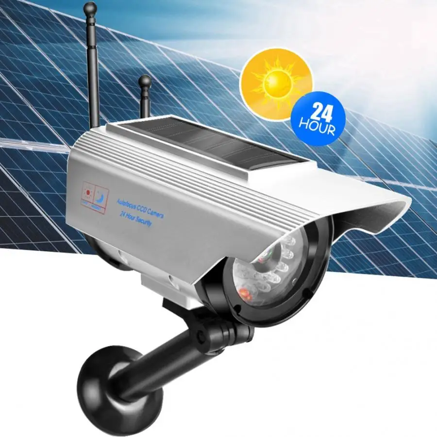 Fotocamera Saulės Energijos LED Suklastotas, Kamera, Lauko Apsaugos Stebėjimo Sidabro Manekeno Kameros Netikrą Fotoaparatas