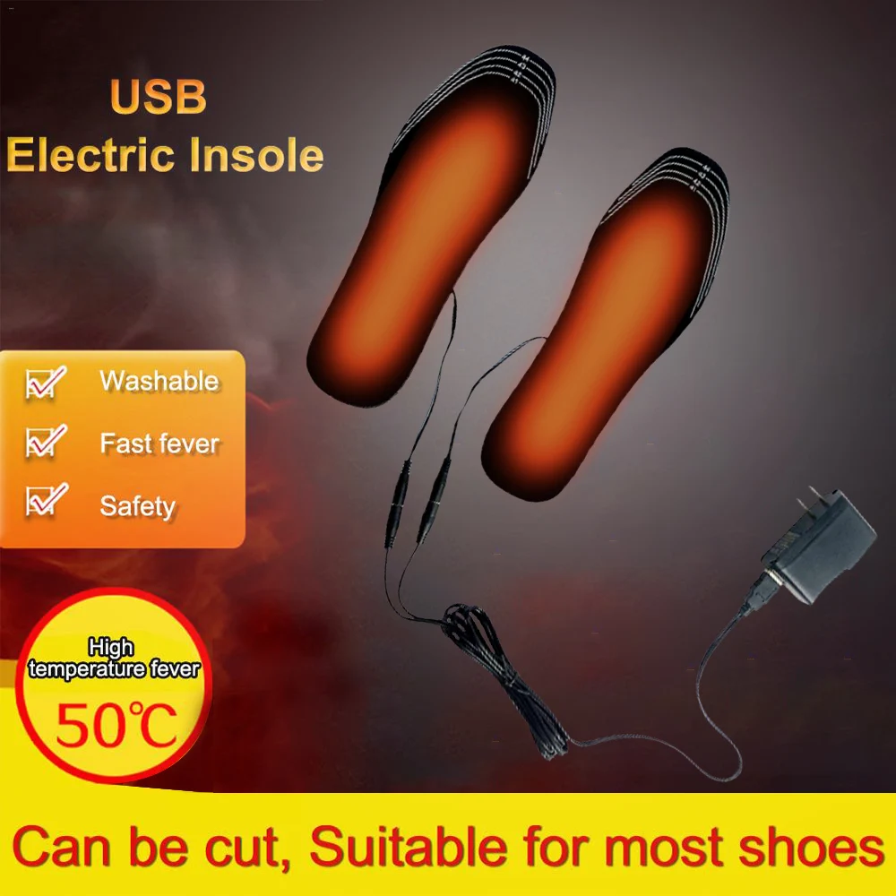 USB Šildomos Vidpadis Koja Atšilimo Trinkelėmis Kojų Šilčiau Kojinių Padas Šildymo Kilimėlis Batų Vidpadžiai Elektros Žiemos Lauko Sporto Žiemą Šilta, Karšta