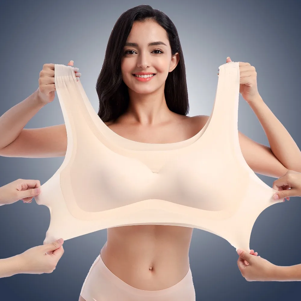 Jokių Ratlankiai Jokių pėdsakų patogu moterų Liemenė plona underwears moterų liemenėlės plius dydis 6XL Vienas gabalas Miego liemenėlė