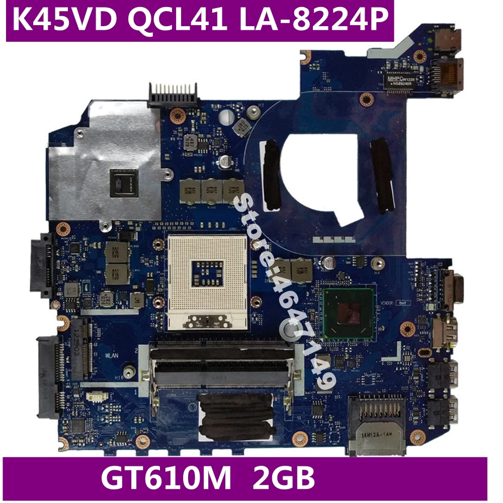 K45VD QCL41 LA-8224P GT610M 2GB Mainboard ASUS A45V A85V K45VD A85V K45V K45VM K45VJ K45VS Nešiojamas plokštė Bandymo GERAI