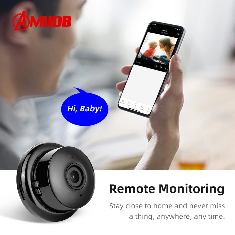 AMUDB 1080P Belaidės Mini Wi-fi, Kamera, Namų Apsaugos Kamera, IP Stebėjimo kamerų IR Naktinis Matymas, Judesio Nustatyti Kūdikio stebėjimo P2P