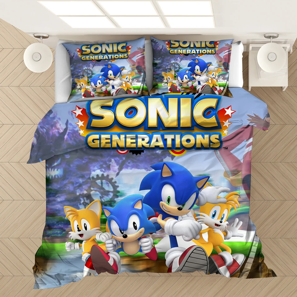 Sonic The Hedgehog 3D Atspausdintas Patalynės Komplektas Antklodžių užvalkalus Užvalkalai Šalikas Patalynės Komplektas Patalyne, Patalynė(NE lapas)