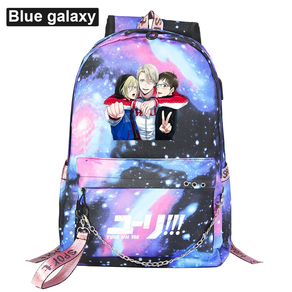 Naujas Anime Mielas Jurijus Ant Ledo Spaudinių Berniukams, Mergaitėms, Vaikams, Mokyklos maišą Moterų USB Grandinės Kuprinė Drobė Vyrų Bagpack Packsack Bookbag