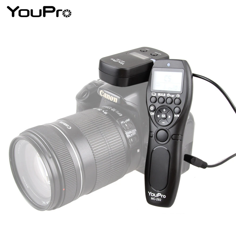 YouPro MC-292 DC0/DC2/N3/S2/E3/E2 2.4 G Belaidžio Nuotolinio Valdymo pulto LCD Laikmatis Užrakto Kanalų Canon/Sony/Nikon/Fujifilm