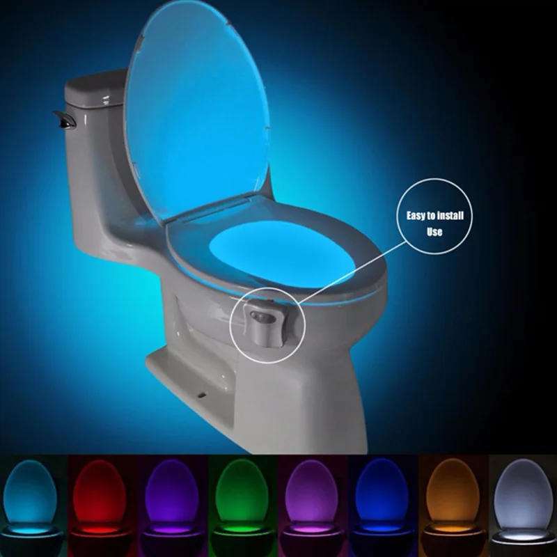 Smart Vonios kambarys, Tualetas LED Naktinis apšvietimas, Lempos su Judesio Jutiklis Šviesos 8 Spalvų apšvietimas tualeto sėdynė WC Tualeto lemputė
