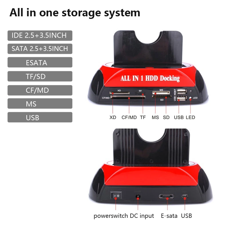 HDD Docking Station Dual Vidaus Standžiojo Disko Docking Station Bazės HDD Aptvarą 2.5 Colių, 3.5 Colių IDE/SATA, USB 2.0