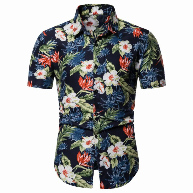 Vyrai Havajų Marškinėliai 2021 Naujas Vasaros Mados Atsitiktinis Spausdinti Trumpas Rankovės Gėlių Marškinėliai Retro Šalies Elegantiškas Camisa Masculina