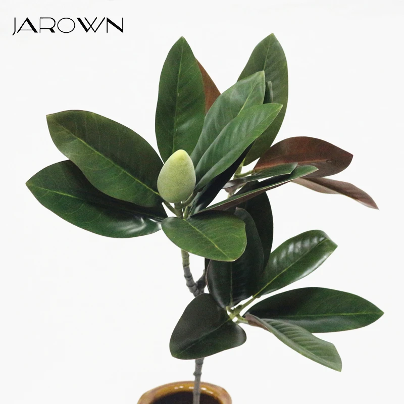 JAROWN Modeliavimas Real Touch Magnolija Lapų Dirbtinės 3 Filialo Magnolia Gėlių, Augalų Vestuvių Dekoro Home Hotel Papuošalai