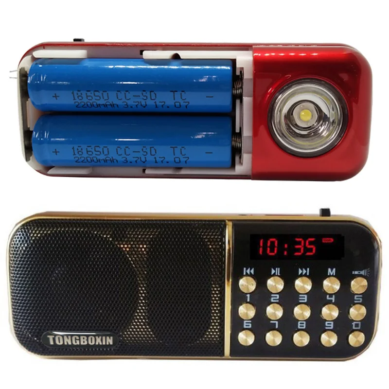 B-851SS Su Stipriais LED Žibintuvėlis Nešiojamų FM Radijas, Garsiakalbis, USB TF Žaidėjas Du Įkrovimo 18650 Baterija Laiko Laikrodis Funkcija
