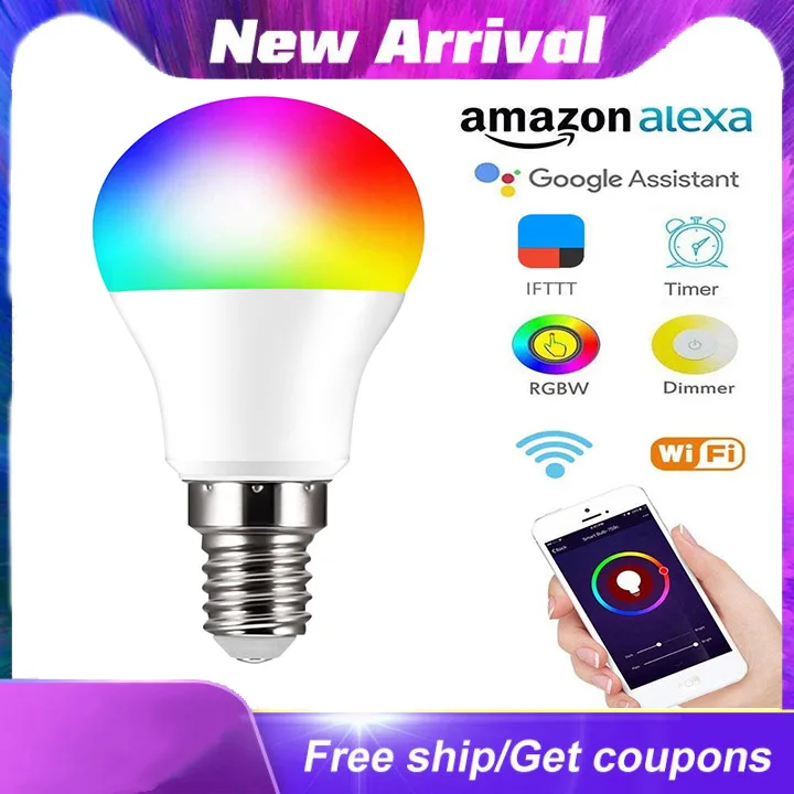 Pritemdomi 15W E14 WiFi Smart Home Lemputės, LED Lempos App Veikia, Alexa, Google 