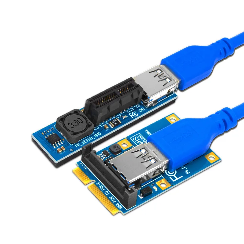 Mini PCIE PCI-E X1 Išplėtimo Kortelės Riser Card PCI Express Pratęsimo Kabelis SATA Maitinimo Jungtis 60CM USB3.0 Kabelis PCIE Extender