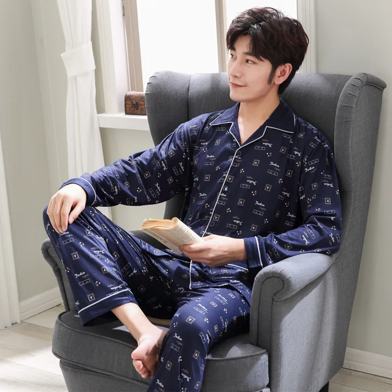 Vyras Medvilnės Pajama komplektai ilgomis Rankovėmis Žiemos sleepwear pijama Dryžuotas Sleepwear Sleep&Lounge Pižamos Homewear Plius Dydis