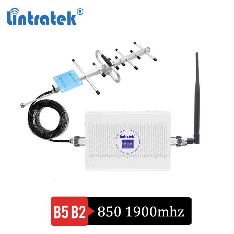 Lintratek 70dB 2G, 3G 850 1900 kartotuvas GSM UMTS 1900mhz korinio ryšio tinklo signalo stiprintuvas CDMA B2, B5 3G stiprintuvo yagi antenos komplektas dj