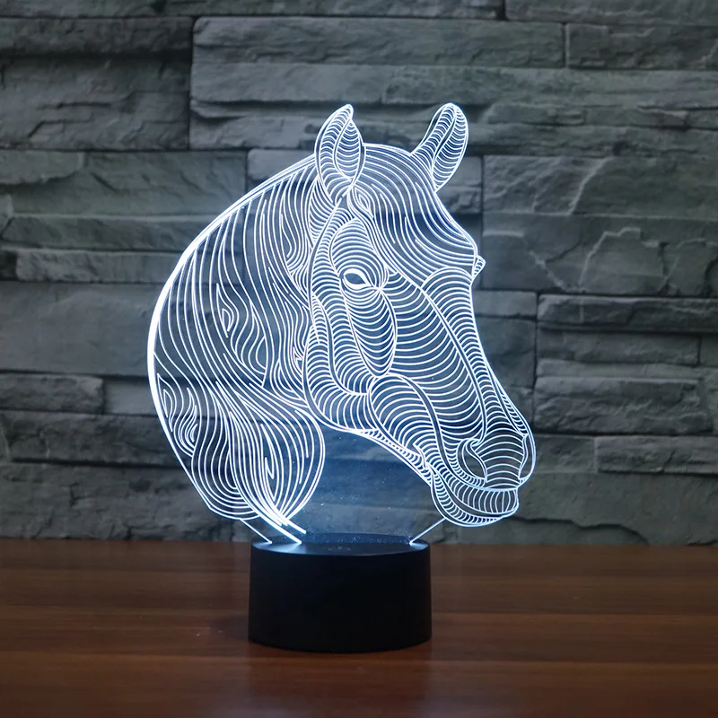 Arklių Modeliavimo Spalvinga 3d Naktį Šviesos Touch kontroliuojamas Akrilo Led 3d Vaizdo, Šviesos, Gražių animacinių filmų vaikams, žaislai