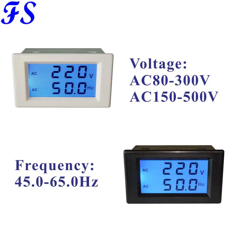 YB4835DVF AC Voltmeter 80-300V 150-500V AC Dažnio Matuoklis 45-65Hz LCD Skaitmeninis voltmetras Volt Skydelis Metrų vielos Volt Testeris