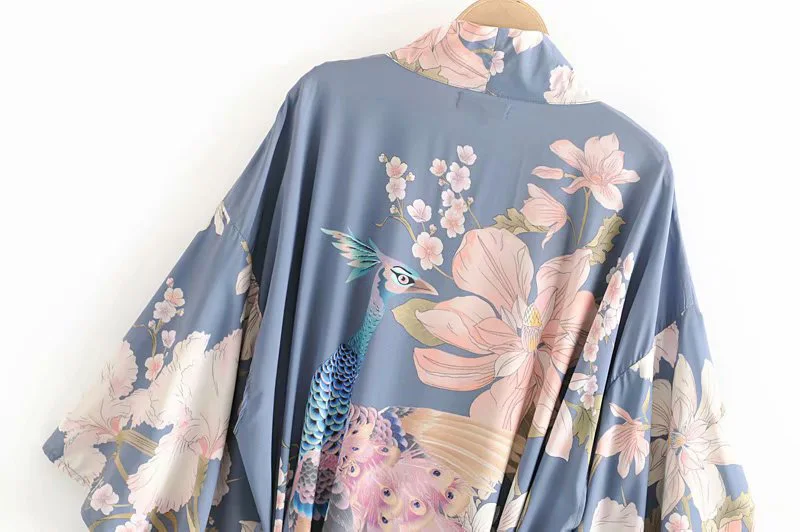 Fitshinling Blyksnius Rankovėmis Beach Kimono Su Varčias Pusės Split Spausdinti Kišenės Plonas Ilgas Cardigan Atostogų Padengti-Iki Rudens Išvyka Naujas