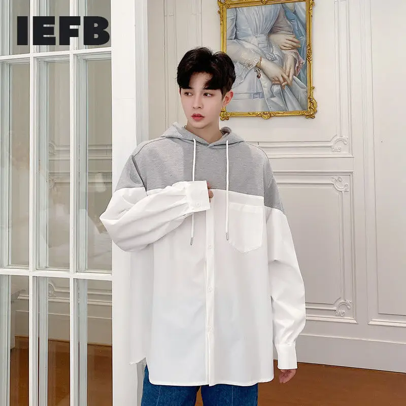 IEFB /vyriški drabužiai Dizainas rudens drabužiai palaidinukė kratinys balti marškiniai stilius madinga vyro prarasti ilgomis rankovėmis hoodie viršūnes Y3389