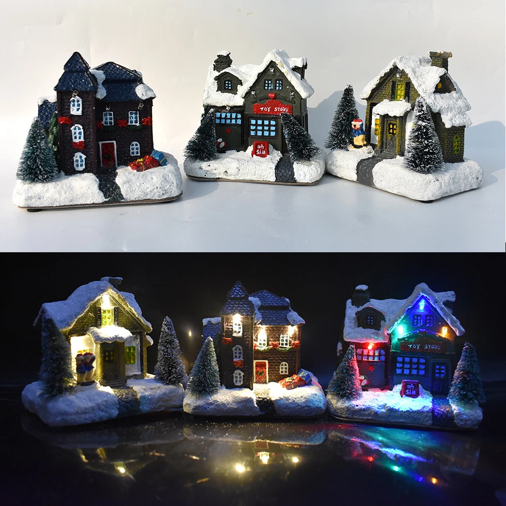 Kalėdų Kaimas Namai Mieste Šiltai Balta Led Lemputė Su Baterijomis Kalėdų Ornamentu Atostogų Dovanos Šviečia Salono