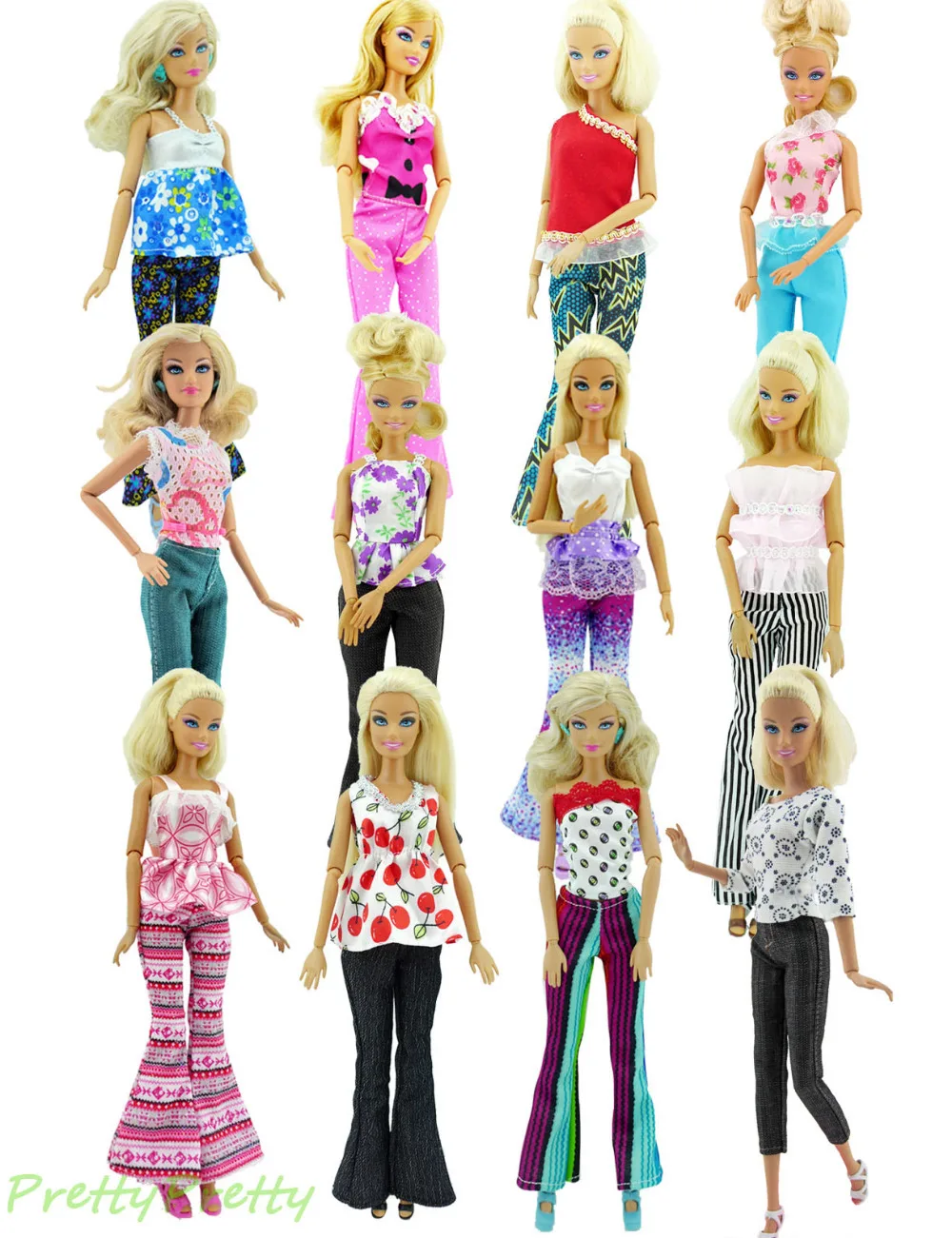 Didmeninė 100 Set Atsitiktinai Pasirinkti Rankų Darbo Ledi Kasdien Dėvėti Palaidinė & Kelnės Aprangą, Drabužius Barbie Lėlės, Žaislai