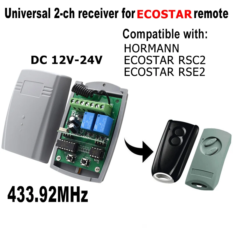 HORMANN ECOSTAR RSC2 RSE2 nuotolinio valdymo imtuvas ECOSTAR 433.92 mhz imtuvo nuotolinio valdymo jungiklis, garažo vartai
