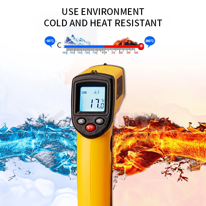 2020 GM320 LCD IR Infraraudonųjų spindulių ThermometerNon-Susisiekite su Skaitmeninės Pyrometer Temperatūros Matuoklis Point -50~380 Laipsnį Termometr