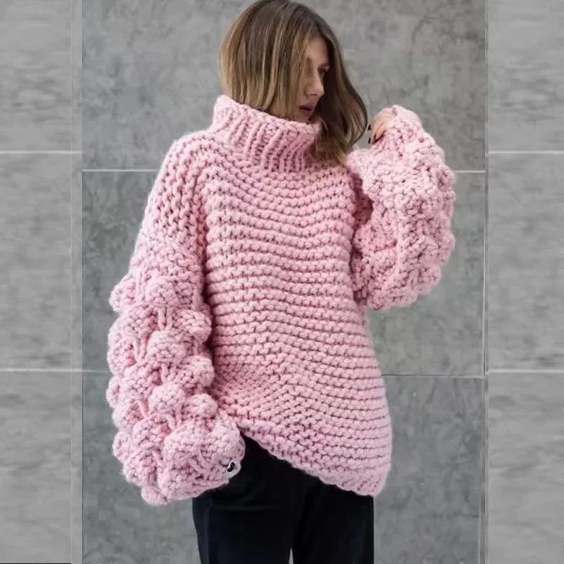 DUOUPA Žibintų rankovėmis megzti megztinis žiemą Twist atsitiktinis rudenį džemperiai 2018 m., O kaklo moterų megztinis moterų megztinis