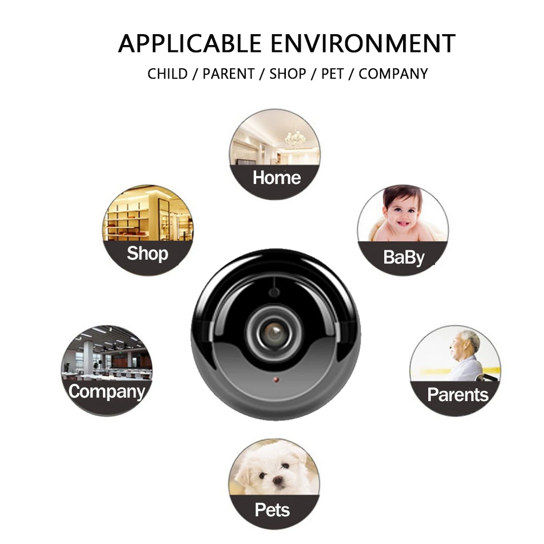 1080P WIFI Kamera, Belaidė Mini Kamera, Wifi Home Security HD Dviejų krypčių Naktinio Matymo Vaizdo Home Security WIFI Kamera