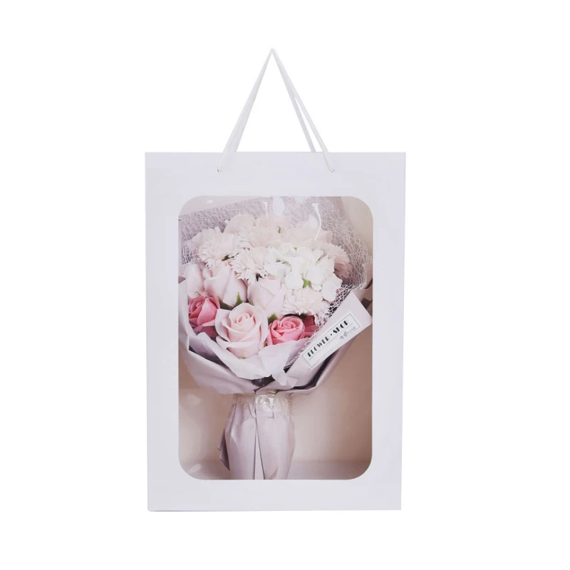 Gėlių rankinės skaidrus puokštė dovanų maišelis vestuvių šventė saldainiai popierinės pakuotės maišelis boite dragees mariage упаковка для мыла