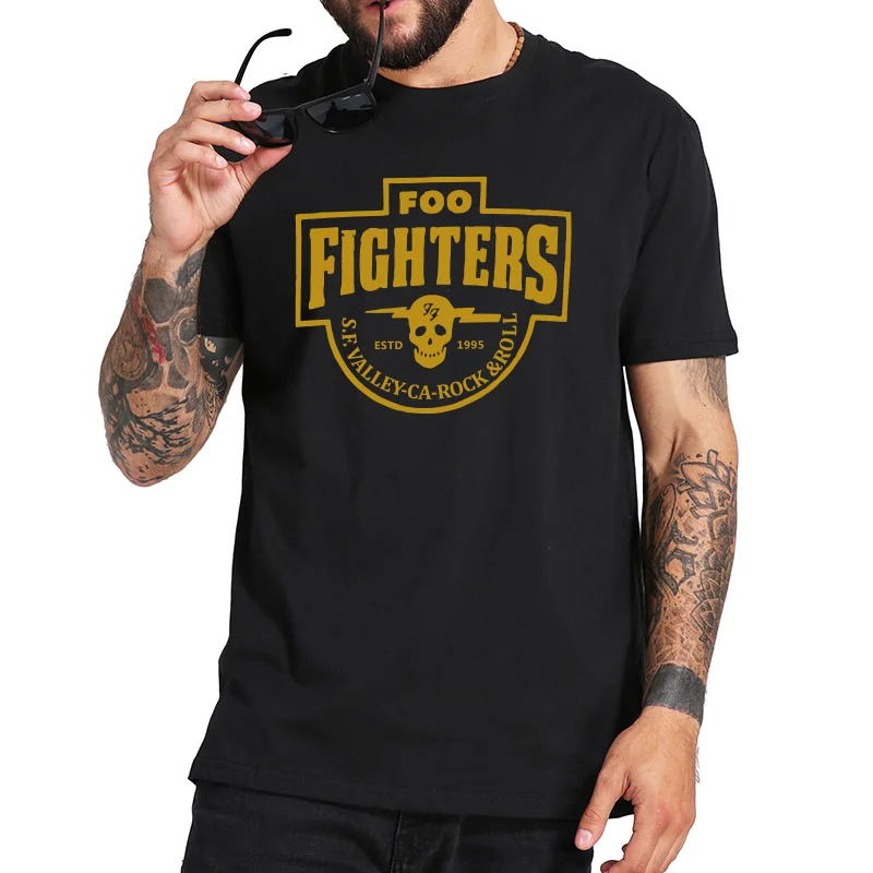 Foo Fighters Marškinėliai S. F. Slėnis Roko grupės Marškinėlius Mados Atsitiktinis Kvėpuojantis Fitneso Įgulos Kaklo ES Dydis Medvilnė Viršūnės