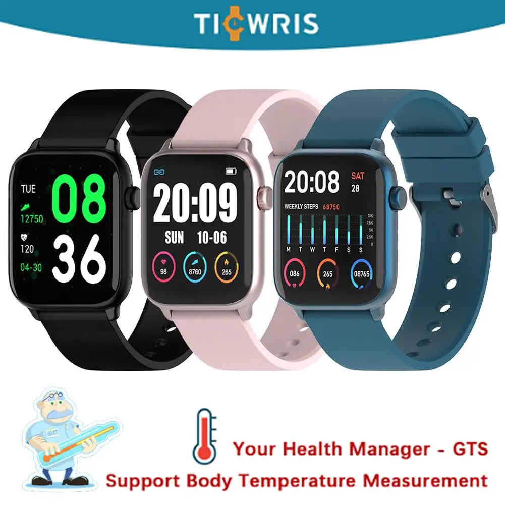 Už TICWRIS GTS 2020 Naujas Smart Žiūrėti IP68 Vandeniui Realiu laiku Kūno Temperatūra Sveikatos Stebėsenos Apyrankės Apyrankės Smartwatch