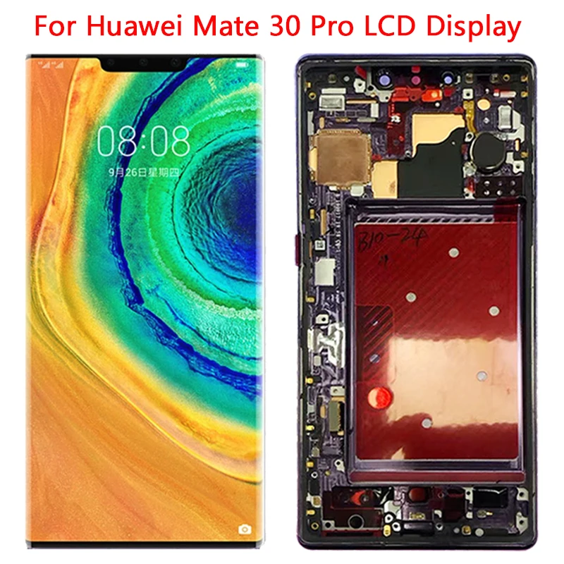 Super Amoled Už Huawei Mate 30 Pro LCD Jutiklinio Ekrano Rėmelis skaitmeninis keitiklis Asamblėjos Mate 30 Pro LIO-L09 29 LCD Remontas