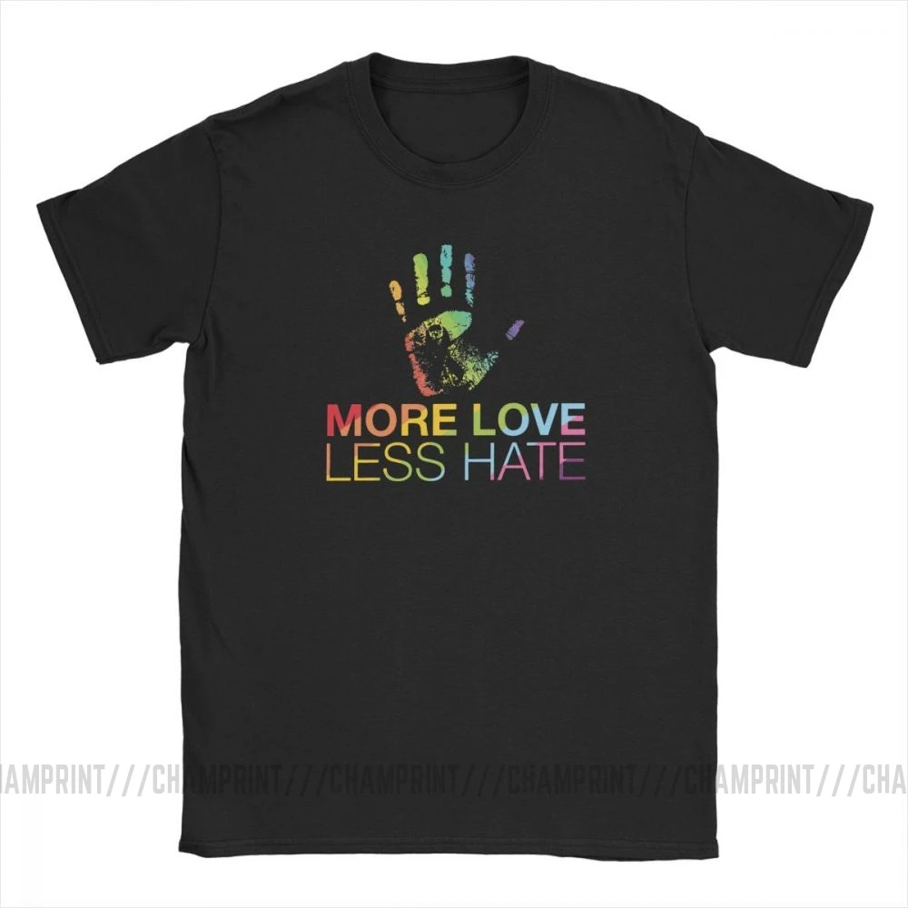 Daugiau Meilės, Mažiau Neapykantos Vyrams, T Marškiniai Gėjų LGBT Humoro Medvilnės, trumpomis Rankovėmis Tee Marškinėliai Crewneck T-Shirt Spausdinimas Viršūnės