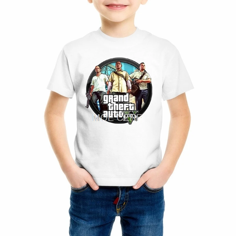 Grand Theft Auto Žaidimo GTA 5 Berniukai Vasaros T Marškinėliai Cool GTA5 Merginos Marškinėlius Spalvinga Spausdinti Vaikai Tee Marškinėliai Juokinga Drabužių Z4-2