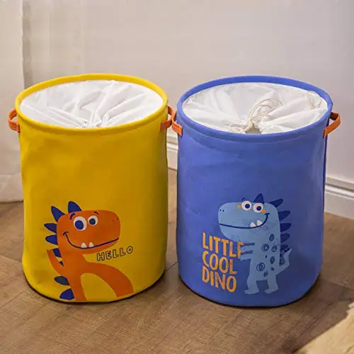 Atsparus vandeniui skalbimo organizatorius krepšys, Mėlynos geltonos dinozaurų nešvarių skalbinių trukdo už vaikas Išardomi namų skalbinių krepšį, sandėliavimo