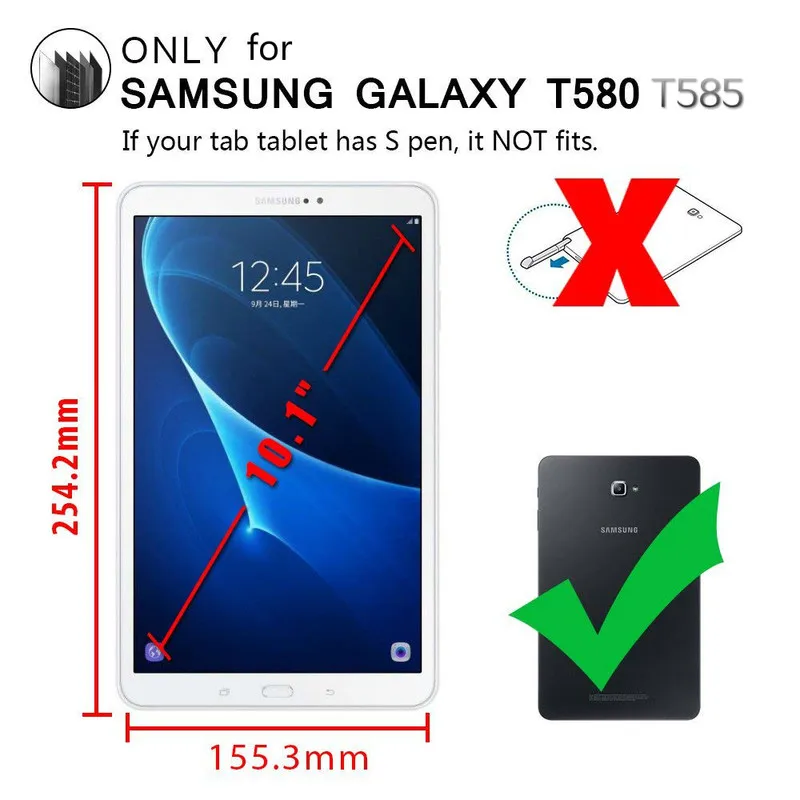 Dangtelis Skirtas Samsung Galaxy Tab 10.1 Atveju 360 Sukasi Stendas Atveju Galaxy Tab A6 10.1 colių 2016 SM-T580 T585 T587 Tablet Atvejais