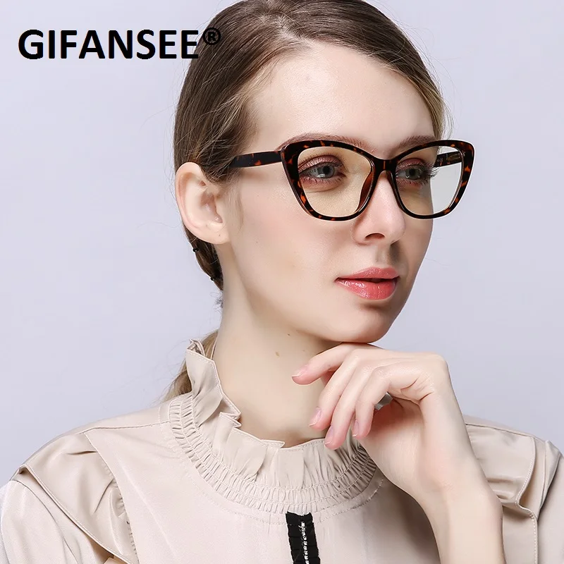 GIFANSEE mėlynos šviesos blokavimas akinius Derliaus Cat Eye Rėmo Vyrai Moterys Optinis Mados Kompiuterio Akiniai skaidraus Lęšio Skaidrus