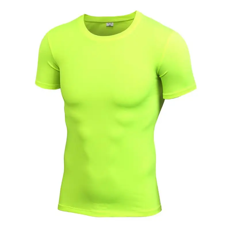 Vyrų Sporto Salė Slim Fit Tees T Shirt Mens Fitneso O-Kaklo Trumpomis Rankovėmis Quick Dry Suspaudimo Stora T-Shirt Viršūnes Kultūrizmo Marškinėlius