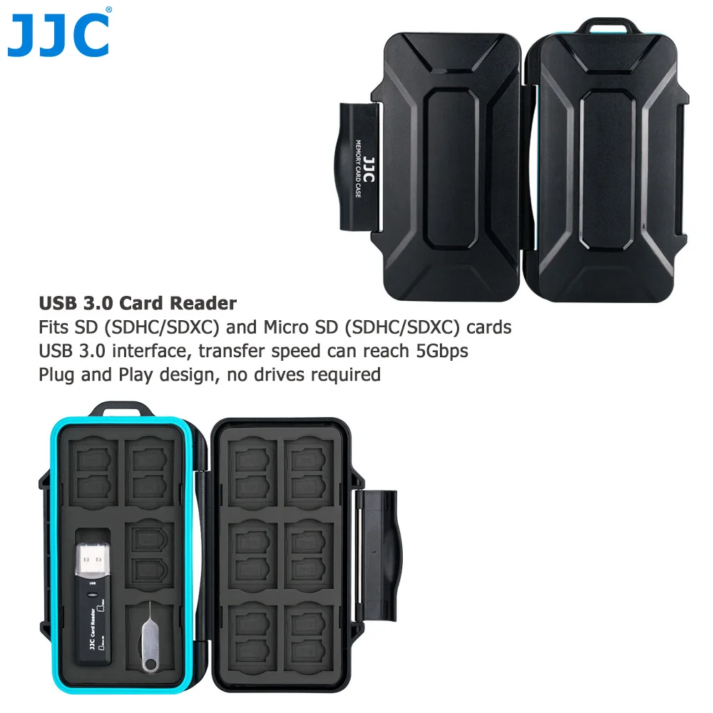 JJC Patvarus Atminties Kortelę Atveju Turėtojas Laikymo Dėžutė SD SDHC SDXC Micro SD, MicroSD TF Micro SIM į Nano SIM Korteles Organizatorius Piniginės