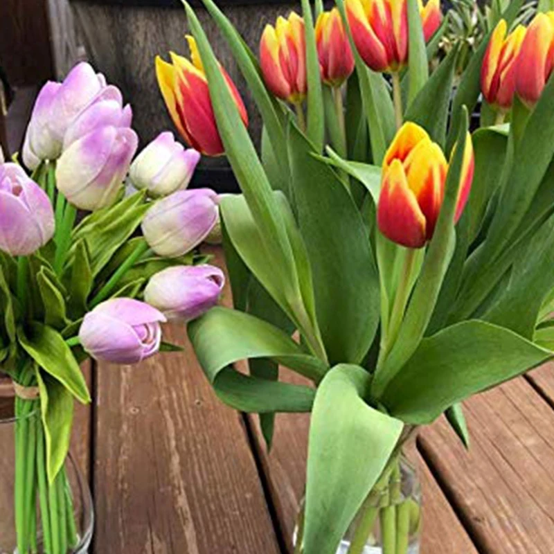 30Pcs Įvairiaspalvis 14 Colių Šilko Dirbtinės Tulpės Gėlių Šalies Namų Puošybai