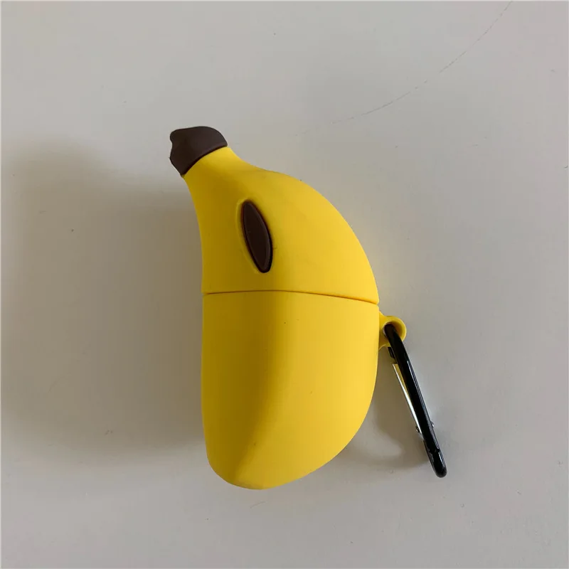 3D Atveju AirPods Animacinių filmų Ausinės Atveju Airpods 2 Cute Priedai Apsaugoti Padengti su Keychain Mielas Vaisių, Bananų Dizainas