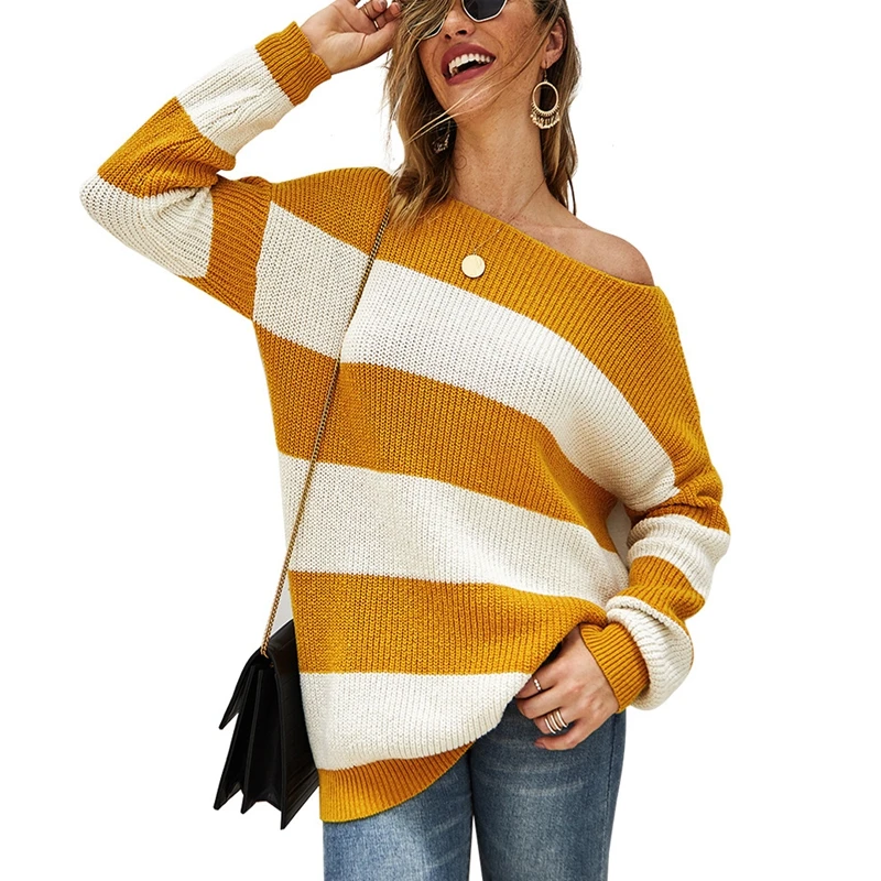 Rudens ir žiemos mados plius dydis moterų megztinis 4XL 5XL 6XL 7XL 8XL megztinis, striukė atsitiktinis apvalios kaklo seksualus dryžuotas krūtinė 130CM