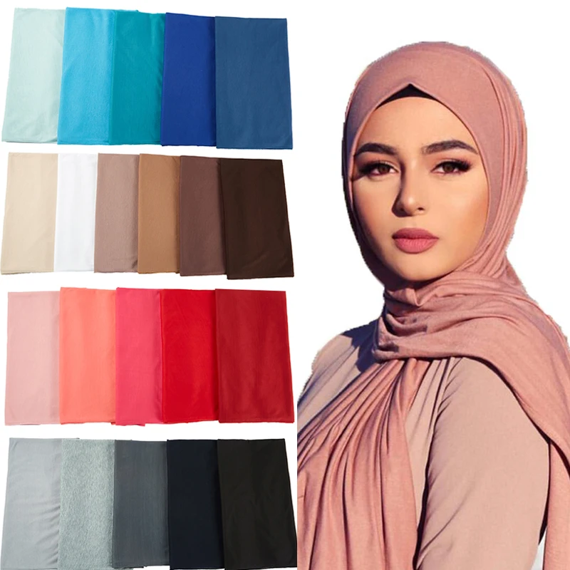 28 spalva moterys musulmonų jersey hijab šalikas foulard hijabs Islamo skaros soild Modalinis skarelė moterims 85*180cm 10pc/daug