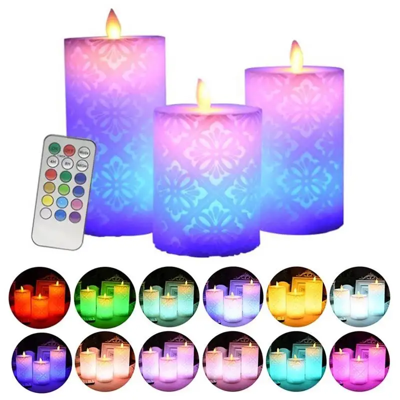 1 Set Flameless Imituojamas Žvakė Naktį Šviesos diodų (LED Žvakė Su RGB Nuotolinio Valdymo Vaško Žvakė Kalėdų, Vestuvių Dekoravimas