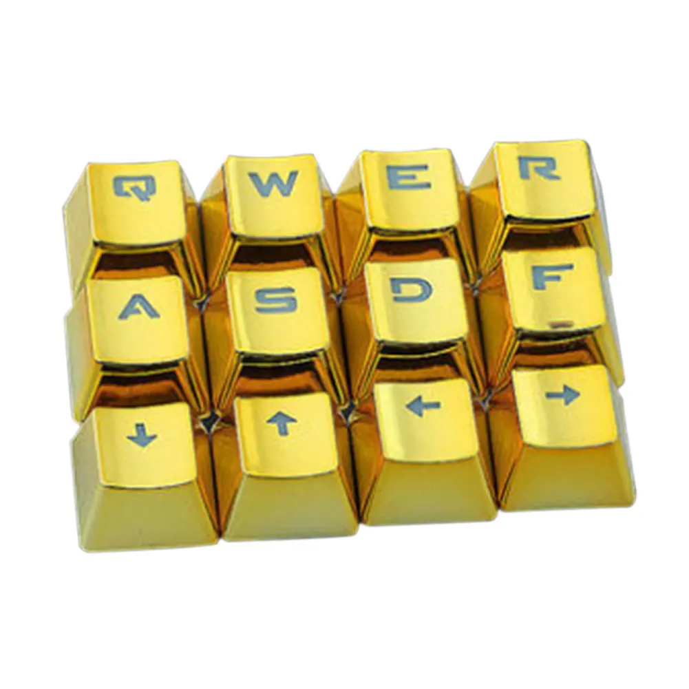 12PCS/set Aukso Klaviatūros Keycap Universalus Apšvietimas Mechaninė Klaviatūra Pakeitimo Mygtuką QWERASDF Abėcėlė Klaviatūros Mygtukas
